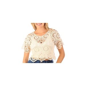 Rebellion Again Crocheted Crop Top Ivory Medium 100% Cotton Hippie